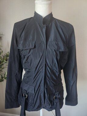 Linea Domani Black Utility Jacket Belted Lightweight Size 4